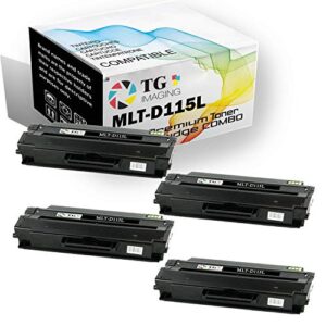 tg imaging (4-pack compatible mlt-d115l toner cartridge replacement for samsung mltd115l work with xpress m2820 m2870 m2820dw printer (4xblack)