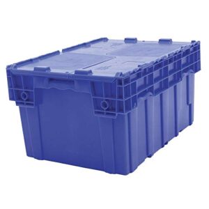 retail resource storage container with hinged lid blue 28 x 20 1/2 x 15 1/2