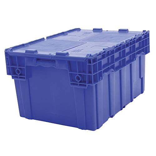 Retail Resource Storage Container with Hinged Lid Blue 28 x 20 1/2 x 15 1/2