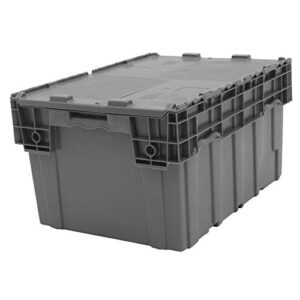 retail resource storage totes with hinged lids grey 28 x 20 1/2 x 15 1/2