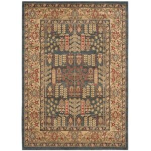 safavieh mahal collection accent rug - 4' x 5'7", navy & natural, traditional oriental design, non-shedding & easy care, ideal for high traffic areas in entryway, living room, bedroom (mah697e)