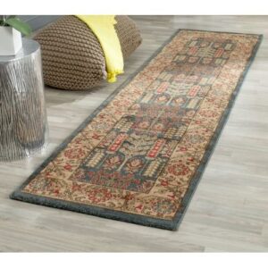 SAFAVIEH Mahal Collection Accent Rug - 4' x 5'7", Navy & Natural, Traditional Oriental Design, Non-Shedding & Easy Care, Ideal for High Traffic Areas in Entryway, Living Room, Bedroom (MAH697E)