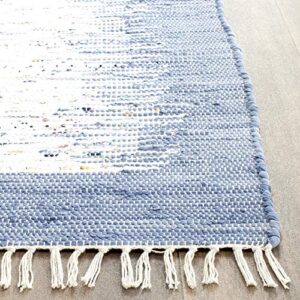 SAFAVIEH Montauk Collection Runner Rug - 2'3" x 9', Ivory & Dark Blue, Handmade Stripe Fringe Cotton, Ideal for High Traffic Areas in Living Room, Bedroom (MTK711E)