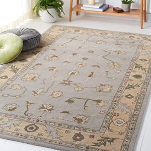 safavieh heritage collection accent rug - 4' x 6', beige & grey, handmade traditional oriental wool, ideal for high traffic areas in entryway, living room, bedroom (hg865a)