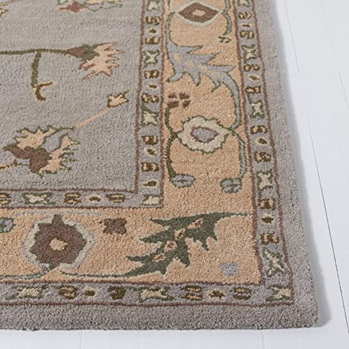 SAFAVIEH Heritage Collection Accent Rug - 4' x 6', Beige & Grey, Handmade Traditional Oriental Wool, Ideal for High Traffic Areas in Entryway, Living Room, Bedroom (HG865A)