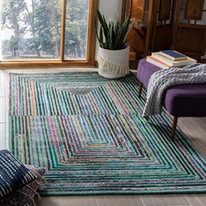 safavieh nantucket collection area rug - 5' x 8', teal, handmade boho abstract cotton & wool, ideal for high traffic areas in living room, bedroom (nan603a)