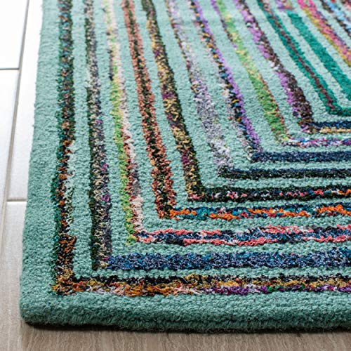 SAFAVIEH Nantucket Collection Area Rug - 5' x 8', Teal, Handmade Boho Abstract Cotton & Wool, Ideal for High Traffic Areas in Living Room, Bedroom (NAN603A)
