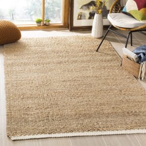 safavieh natural fiber collection area rug - 8' x 10', ivory & natural, handmade jute, ideal for high traffic areas in living room, bedroom (nf465a)