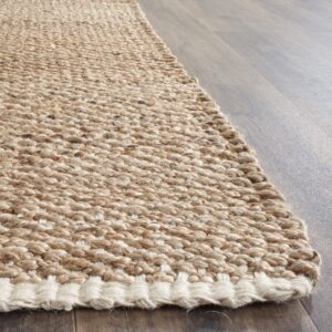 SAFAVIEH Natural Fiber Collection Area Rug - 8' x 10', Ivory & Natural, Handmade Jute, Ideal for High Traffic Areas in Living Room, Bedroom (NF465A)