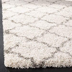 SAFAVIEH Hudson Shag Collection Area Rug - 8' x 10', Ivory & Grey, Moroccan Trellis Design, Non-Shedding & Easy Care, 2-inch Thick Ideal for High Traffic Areas in Living Room, Bedroom (SGH282A)