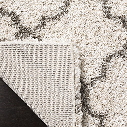 SAFAVIEH Hudson Shag Collection Area Rug - 8' x 10', Ivory & Grey, Moroccan Trellis Design, Non-Shedding & Easy Care, 2-inch Thick Ideal for High Traffic Areas in Living Room, Bedroom (SGH282A)
