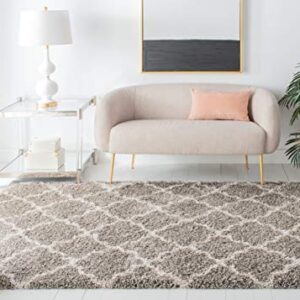 SAFAVIEH Hudson Shag Collection Area Rug - 8' x 10', Grey & Ivory, Moroccan Trellis Design, Non-Shedding & Easy Care, 2-inch Thick Ideal for High Traffic Areas in Living Room, Bedroom (SGH282B)