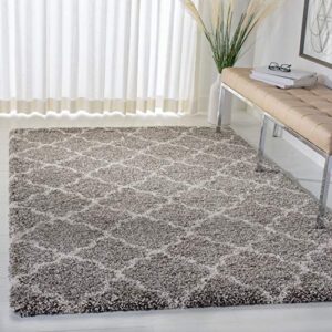 SAFAVIEH Hudson Shag Collection Area Rug - 8' x 10', Grey & Ivory, Moroccan Trellis Design, Non-Shedding & Easy Care, 2-inch Thick Ideal for High Traffic Areas in Living Room, Bedroom (SGH282B)