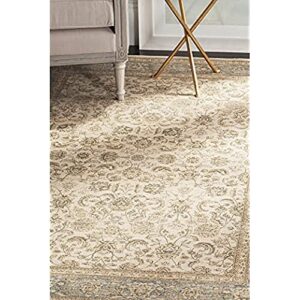 SAFAVIEH Vintage Collection Area Rug - 6'7" Square, Ivory & Light Blue, Oriental Traditional Distressed Design, Non-Shedding & Easy Care, Ideal for High Traffic Areas in Living Room, Bedroom (VTG571A)