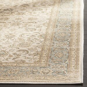 SAFAVIEH Vintage Collection Area Rug - 6'7" Square, Ivory & Light Blue, Oriental Traditional Distressed Design, Non-Shedding & Easy Care, Ideal for High Traffic Areas in Living Room, Bedroom (VTG571A)