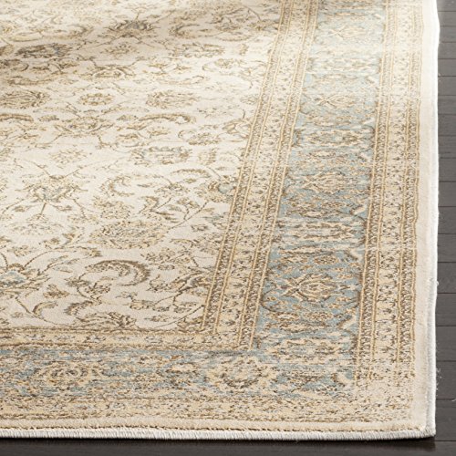 SAFAVIEH Vintage Collection Area Rug - 6'7" Square, Ivory & Light Blue, Oriental Traditional Distressed Design, Non-Shedding & Easy Care, Ideal for High Traffic Areas in Living Room, Bedroom (VTG571A)