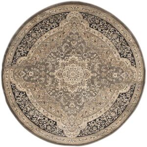 safavieh vintage collection 6'7" round taupe / black vtg574d oriental traditional distressed area rug