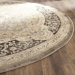 SAFAVIEH Vintage Collection 6'7" Round Taupe / Black VTG574D Oriental Traditional Distressed Area Rug