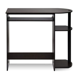 furinno simplistic easy assembly computer desk, with keyboard tray, dark brown/black