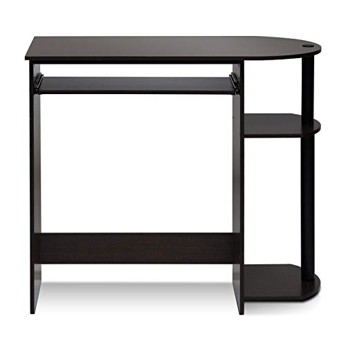 Furinno Simplistic Easy Assembly Computer Desk, With Keyboard Tray, Dark Brown/Black