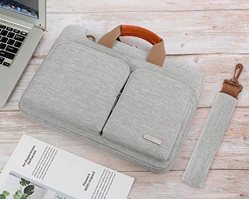 Lacdo 360° Protective Laptop Shoulder Bag Sleeve Case for 13 inch New MacBook Air M2 A2681 M1 A2337 A2179 A1932 | 13" New MacBook Pro M2 M1 A2338 A2251 A2289 A2159 | Surface Book 3 2 Computer, Gray