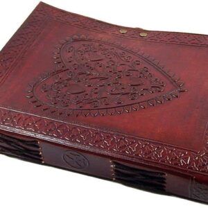 cuero Vintage Heart Embossed Leather Journal/Instagram Photo Album (Handmade Paper) - Coptic Bound with Lock Closure - Heart Journal (Brown)