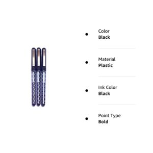 OHTO Fude Ballpoint Pen Extra Bold, 1.5mm, black ink, 3 pens per Pack (Japan import) [Komainu-Dou Original Package]