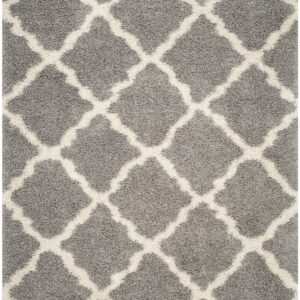SAFAVIEH Dallas Shag Collection Area Rug - 8' x 10', Grey & Ivory, Trellis Design, Non-Shedding & Easy Care, 1.5-inch Thick Ideal for High Traffic Areas in Living Room, Bedroom (SGD257G)
