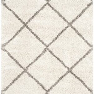 SAFAVIEH Hudson Shag Collection Area Rug - 6' x 9', Ivory & Grey, Modern Diamond Trellis Design, Non-Shedding & Easy Care, 2-inch Thick Ideal for High Traffic Areas in Living Room, Bedroom (SGH281A)