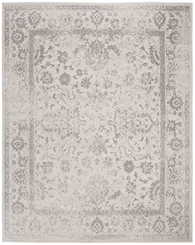 SAFAVIEH Adirondack Collection Area Rug - 9' x 12', Ivory & Silver, Oriental Distressed Design, Non-Shedding & Easy Care, Ideal for High Traffic Areas in Living Room, Bedroom (ADR109C)