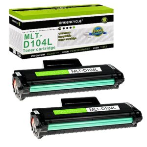 greencycle compatible toner cartridges replacement for samsung mlt-d104s mlt-d104l high yield for ml1665 ml1660 ml1865w printer (black,2 pack)