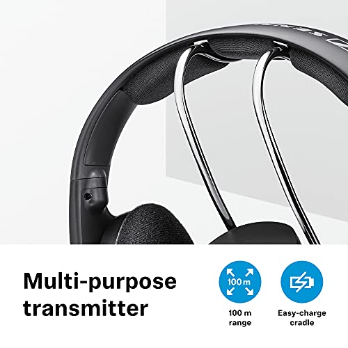 Sennheiser RS 135 On-Ear Wireless RF Headphones with Charging Cradle