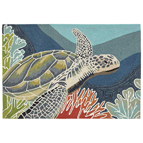 Liora Manne Ravella Indoor Outdoor Rug - Nautical Rug, Sea Life & Ocean Theme Decor, Comfortable & Durable, UV Stabilized, Stain Resistant Rug, Akumal, 2' x 3'