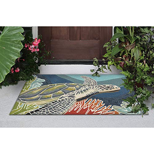 Liora Manne Ravella Indoor Outdoor Rug - Nautical Rug, Sea Life & Ocean Theme Decor, Comfortable & Durable, UV Stabilized, Stain Resistant Rug, Akumal, 2' x 3'