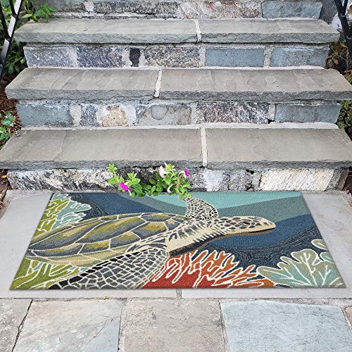 Liora Manne Ravella Indoor Outdoor Rug - Nautical Rug, Sea Life & Ocean Theme Decor, Comfortable & Durable, UV Stabilized, Stain Resistant Rug, Akumal, 2' x 3'