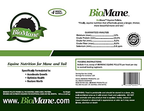 BioMane Hair Nutrition Supplement for Horses - 120 Day Supply w/Small Bucket