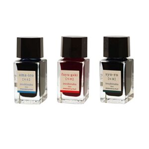 Pilot Iroshizuku Mini Fountain Pen Ink - 15 ml Bottle 3 Colors Set - AMA/FG/SY (Japan Import)