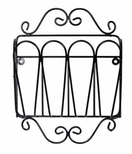 laredo wrought iron single pocket wall magazine rack-16 inches tall x 12.25 inches wide x 4 inches deep. bronze color. handmade.