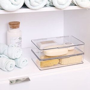 iDesign Kitchen Binz BPA-Free Plastic Stackable Organizer Box with Lid - 7.26" x 10.75" x 2.37", Clear