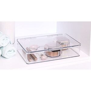 iDesign Kitchen Binz BPA-Free Plastic Stackable Organizer Box with Lid - 7.26" x 10.75" x 2.37", Clear