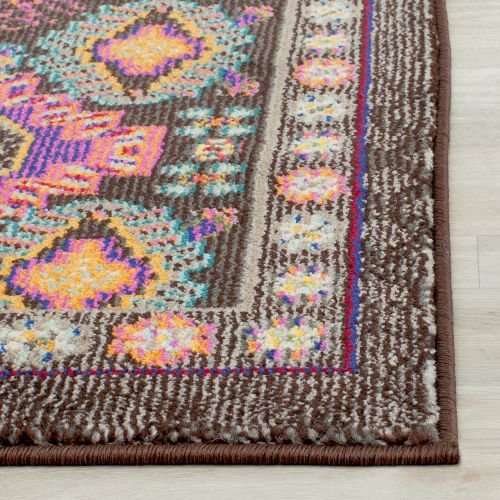 SAFAVIEH Monaco Collection Runner Rug - 2'2" x 8', Brown & Multi, Boho Rustic Tribal Design, Non-Shedding & Easy Care, Ideal for High Traffic Areas in Living Room, Bedroom (MNC240B)