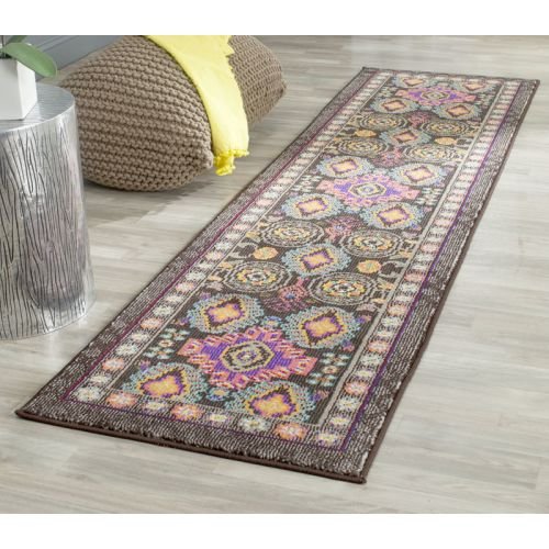 SAFAVIEH Monaco Collection Runner Rug - 2'2" x 8', Brown & Multi, Boho Rustic Tribal Design, Non-Shedding & Easy Care, Ideal for High Traffic Areas in Living Room, Bedroom (MNC240B)