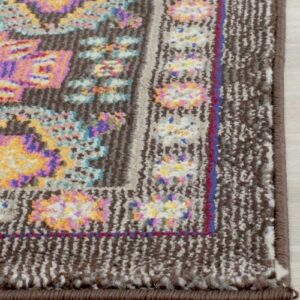 SAFAVIEH Monaco Collection Runner Rug - 2'2" x 8', Brown & Multi, Boho Rustic Tribal Design, Non-Shedding & Easy Care, Ideal for High Traffic Areas in Living Room, Bedroom (MNC240B)