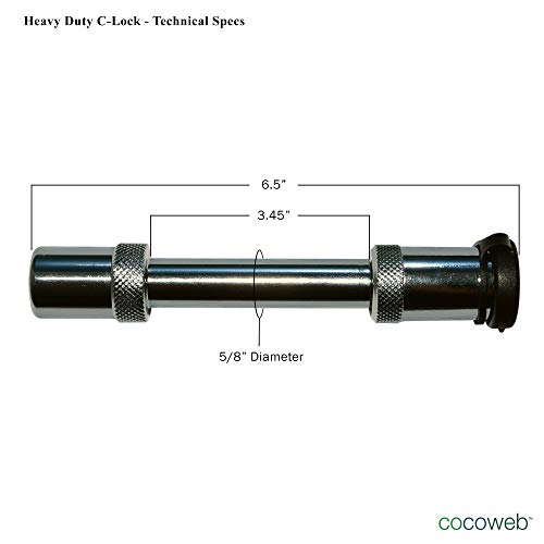 Cocoweb Chrome C-Lock Heavy Duty Locking 5/8" Inch Hitch Pin with Weather Guard Protection - HHLCL