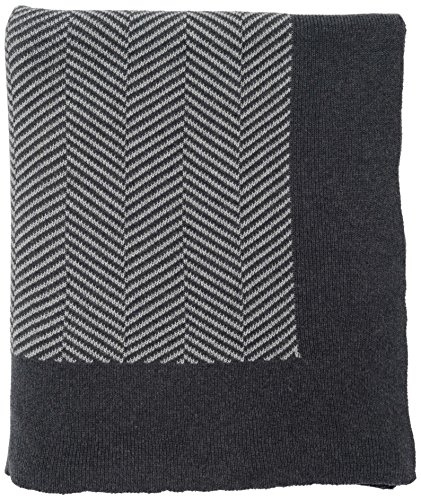 DARZZI Herringbone Throw, Grey/Charcoal