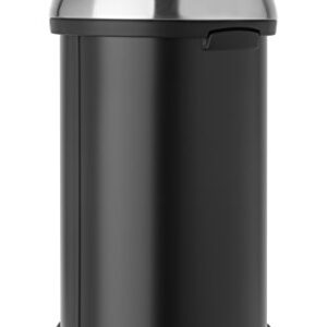 Brabantia 16 Gallon Large Kitchen Touch Top Trash Can (Matt Black/Brilliant Steel Lid) Removable Lid, Soft-Touch Open Garbage Can