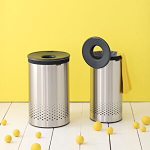 Brabantia Laundry Bin with Black Plastic Lid, 35 L - Matt Steel