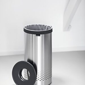 Brabantia Laundry Bin with Black Plastic Lid, 35 L - Matt Steel