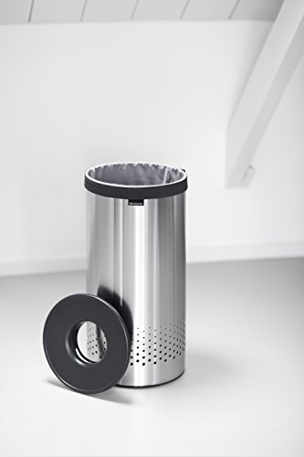 Brabantia Laundry Bin with Black Plastic Lid, 35 L - Matt Steel