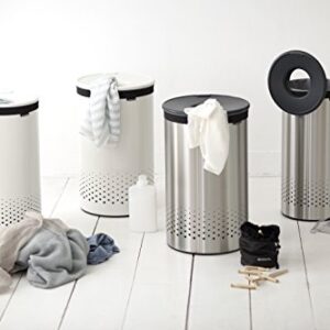 Brabantia Laundry Bin with Black Plastic Lid, 35 L - Matt Steel